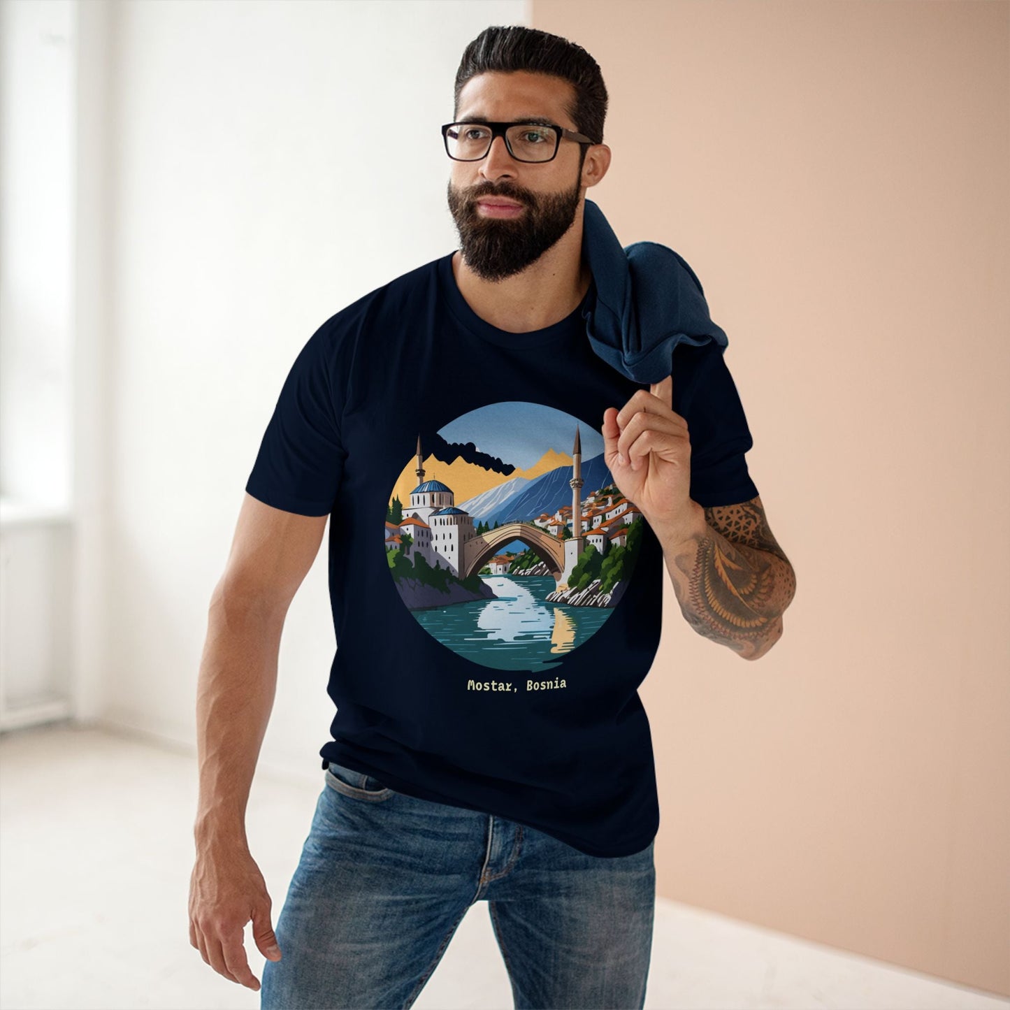 Bosnia Travel Shirt Unisex Premium Cotton Tee With Original Art Design Retro2Nova TT 48