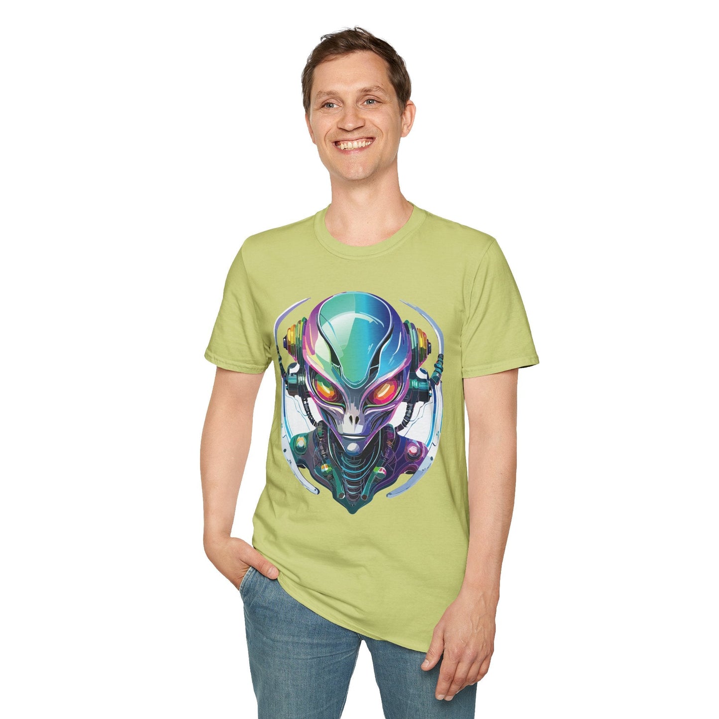 Alien Graphic Unisex Cotton Softstyle UFO Artwork Tee 3