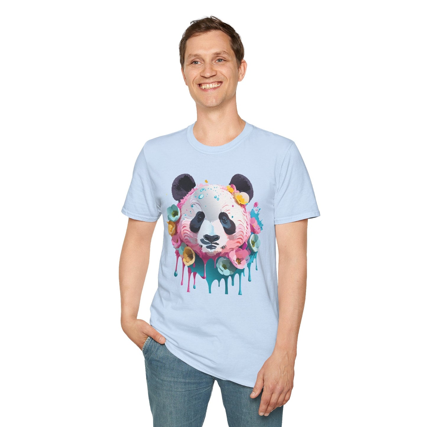 Panda Shirt Unisex T Shirt Graphic Tee Animal Print Gildan Softstyle 64000 100 Percent Cotton