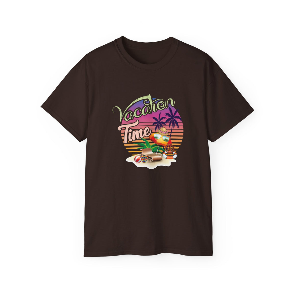 Vacation Time Palm Sunset Tee | Retro Beach Jeep Surfboard