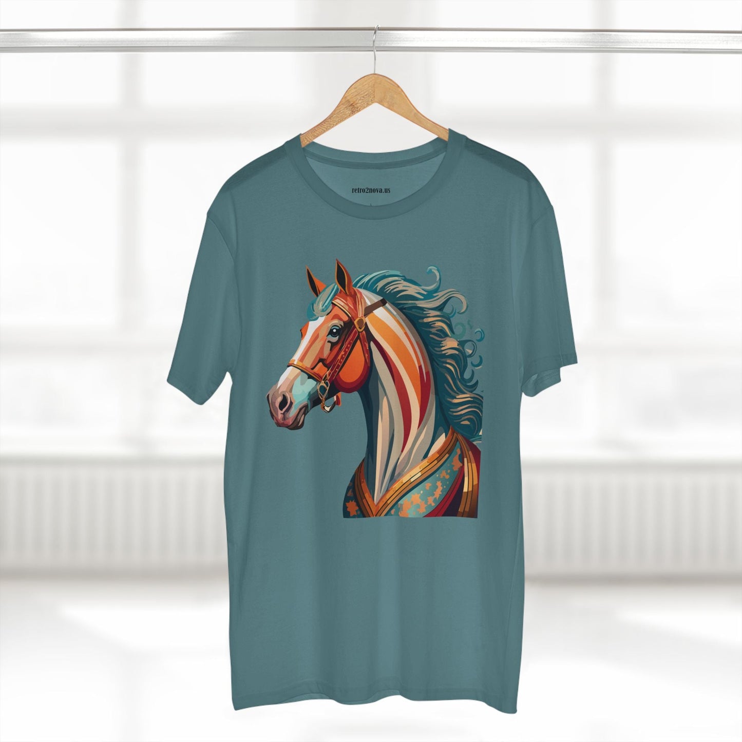 Horse Animal Shirt Unisex Premium Cotton Tee With Original Art Design From Retro2Nova Soft Breathable Art Collection
