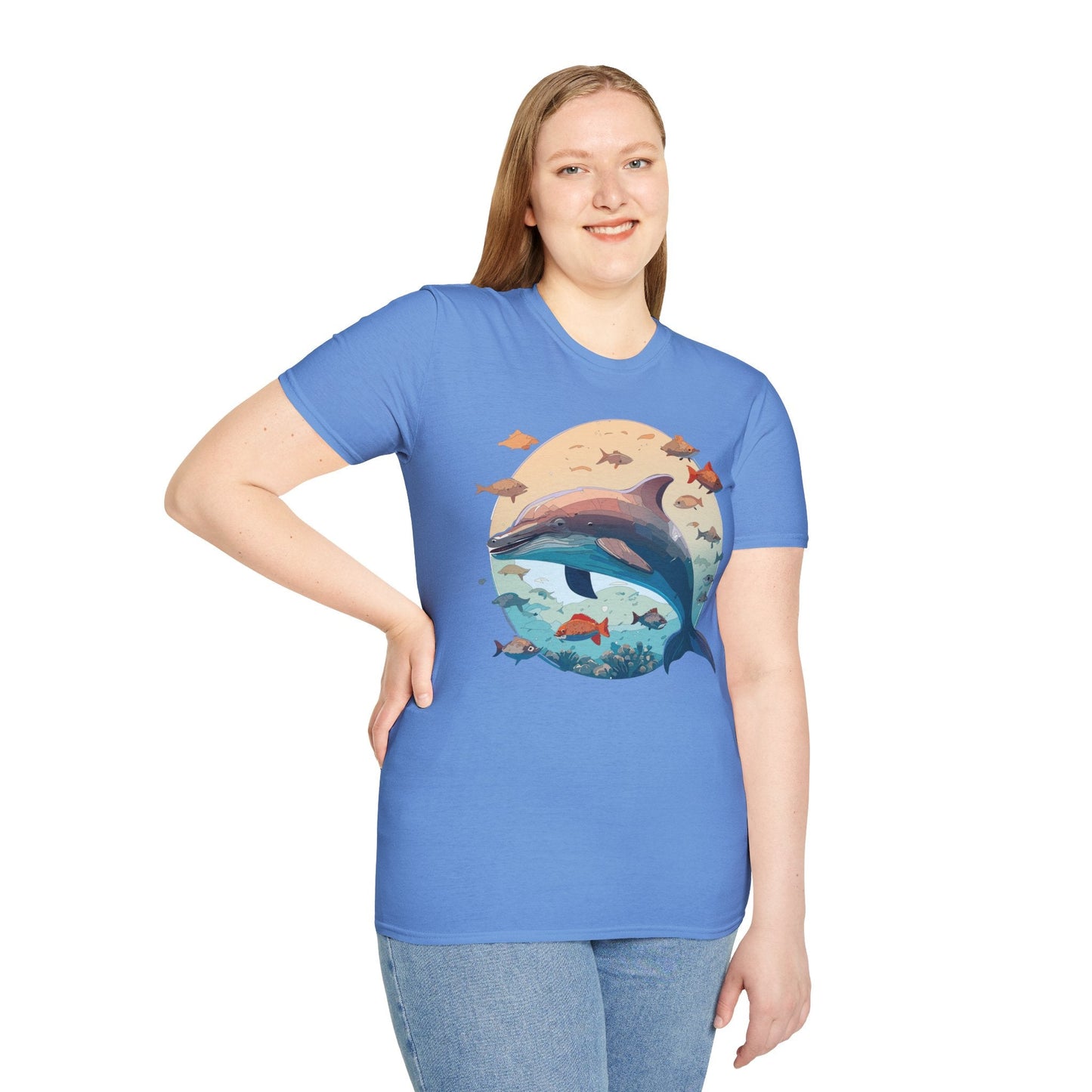 Dolphin Shirt Unisex Softstyle T Shirt 64000 100 Percent Ring Spun Cotton Tee For Everyday Comfort