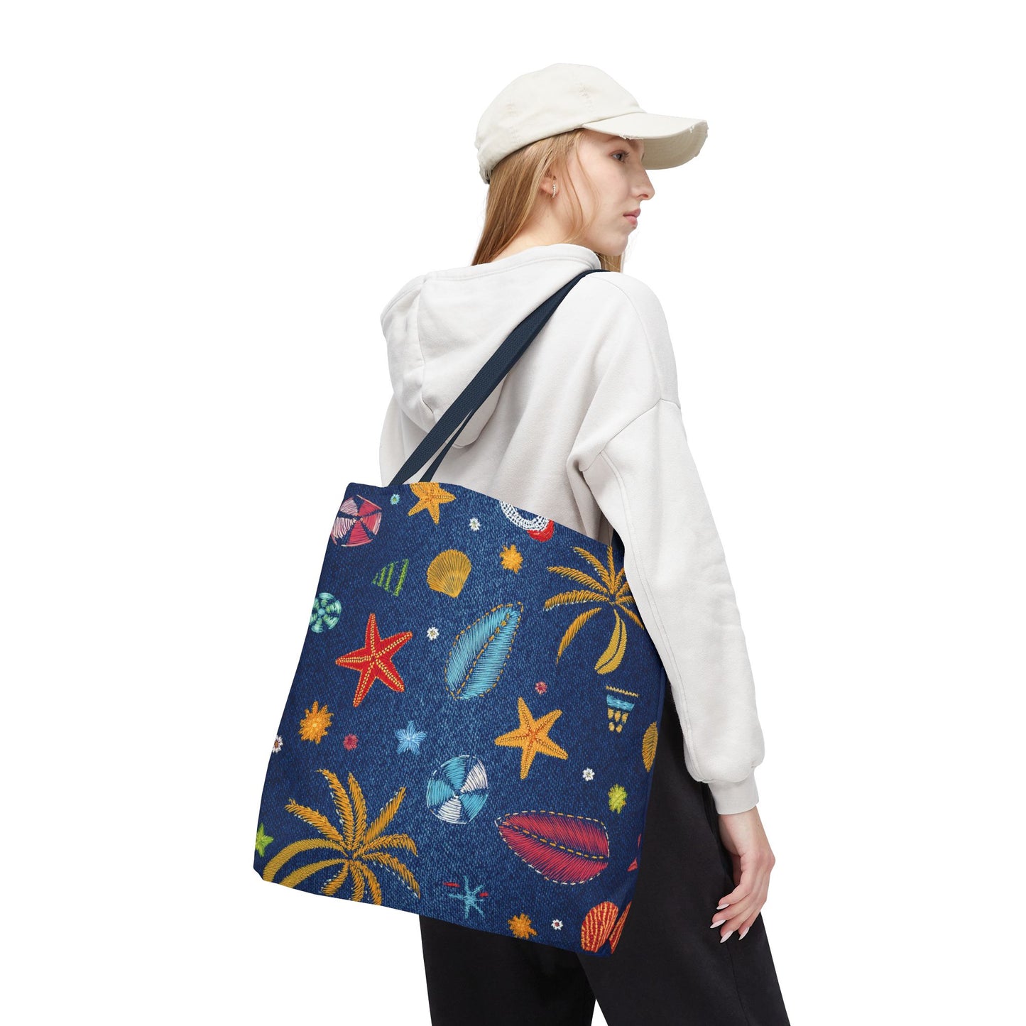 Denim Fabric Imitation Print Unisex Canvas Bag Poly Spun 3 Sizes Tote Bag 182-12