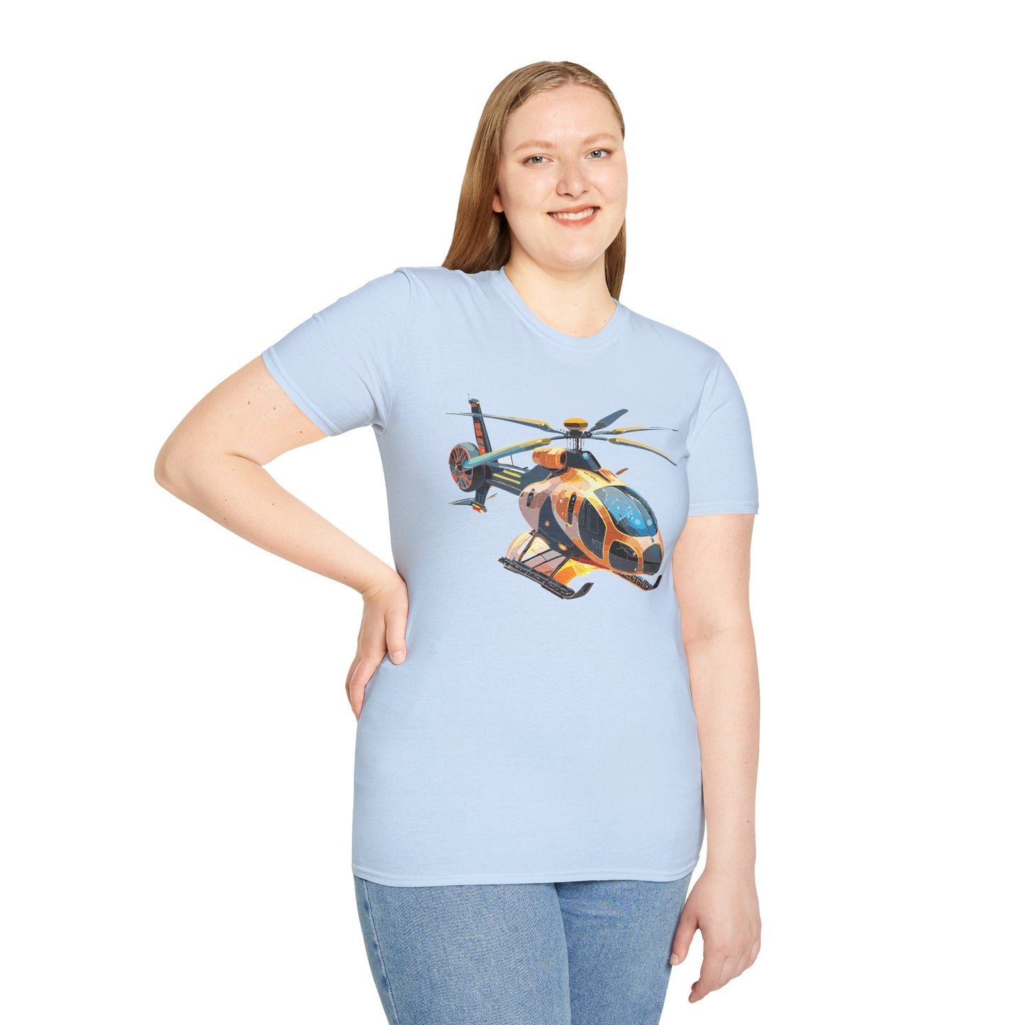 Chopper Helicopter Graphic Unisex Cotton Softstyle Short Sleeve Tee 3