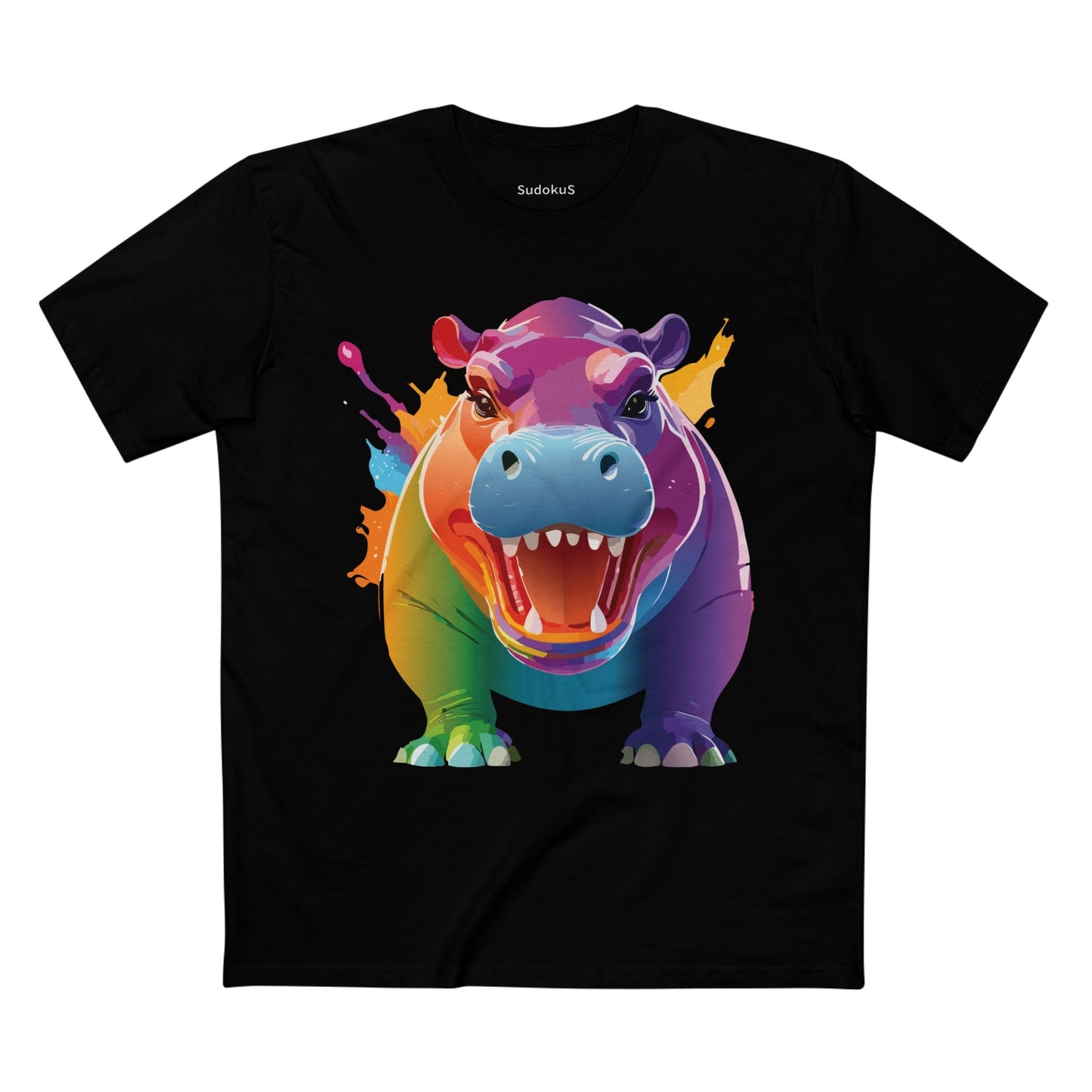 Hippo Graphic Unisex 100 Cotton Staple Tee with Animal Design Artwork 6