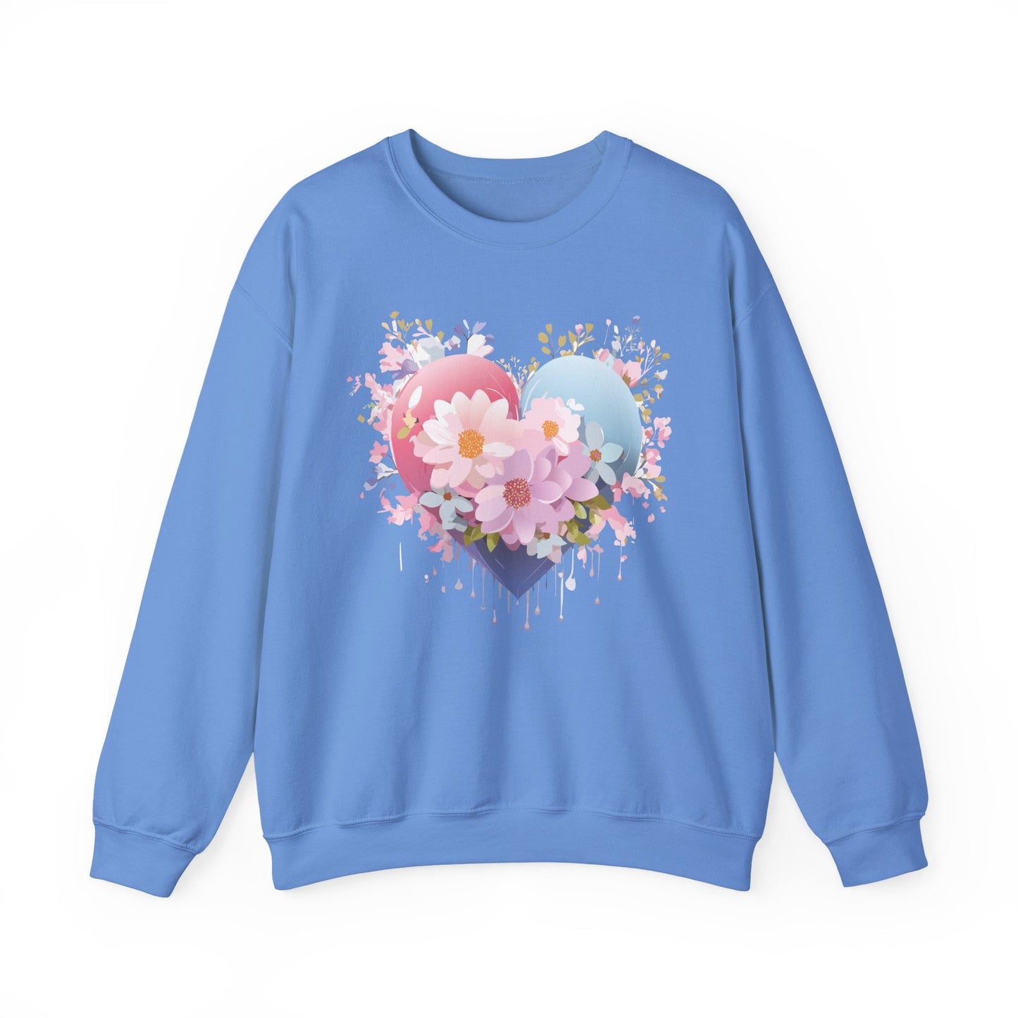 Floral Heart Unisex Crewneck Sweatshirt Gildan 18000 Heavy Blend 50 Cotton 50 Polyester