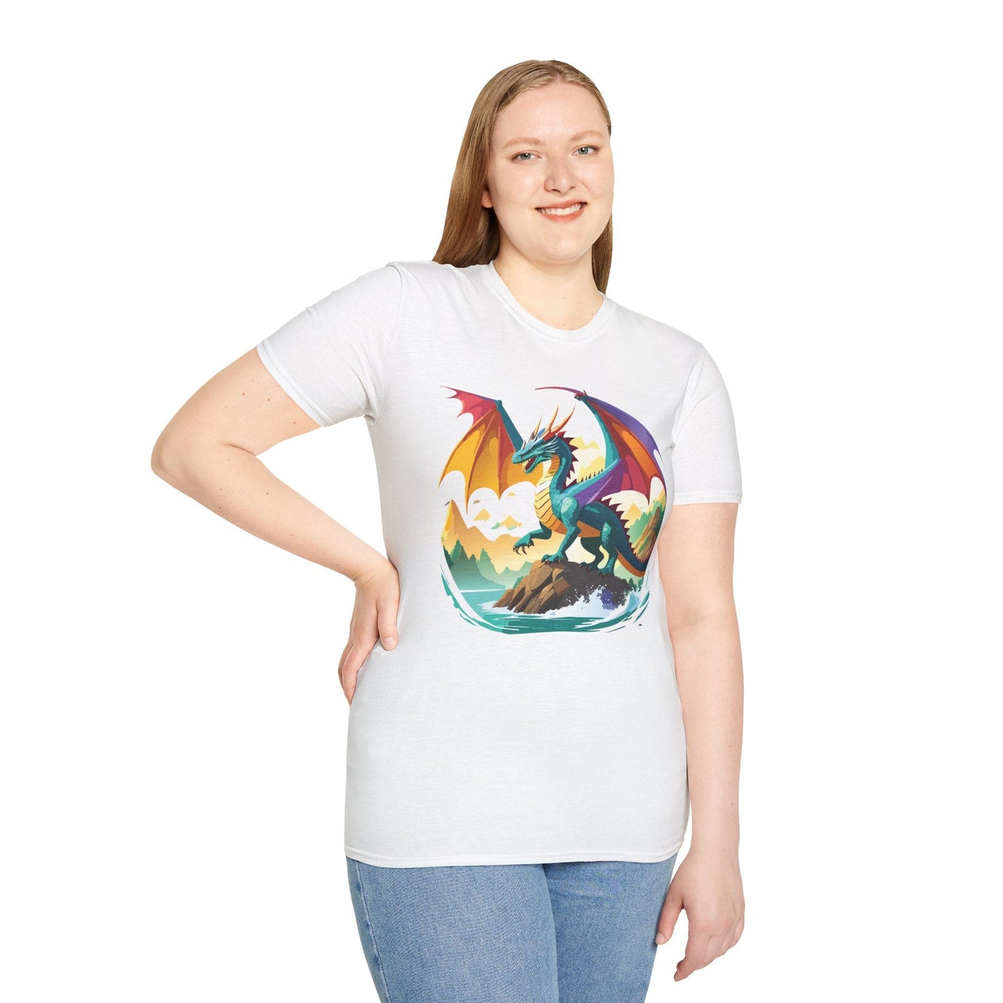 Dragon T Shirt Unisex Dragon Shirt Animal Design Softstyle Tee 100 Percent Cotton