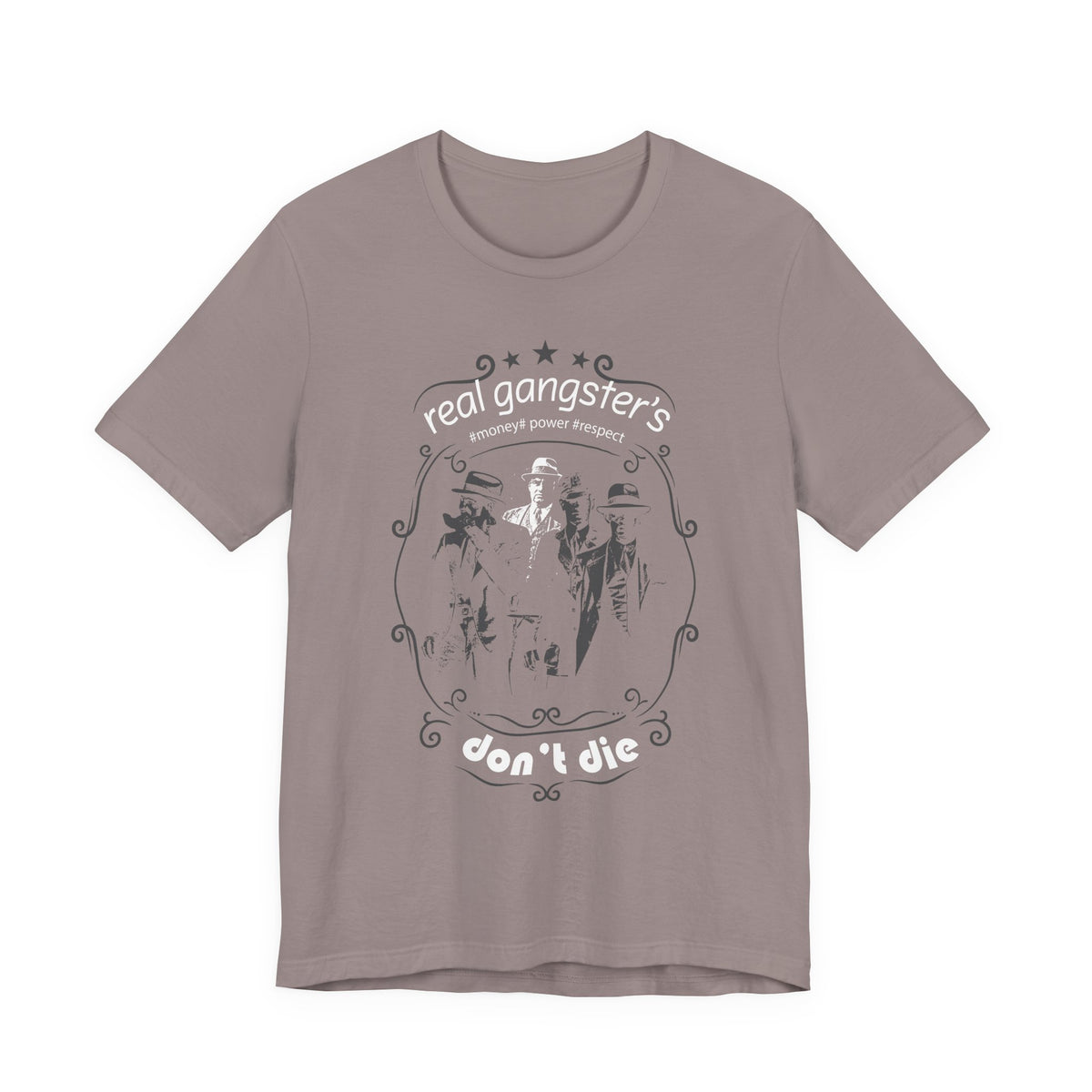 Real Gangsters Don't Die T-Shirt Vintage Outlaw Illustration Retro Biker Tee A-3