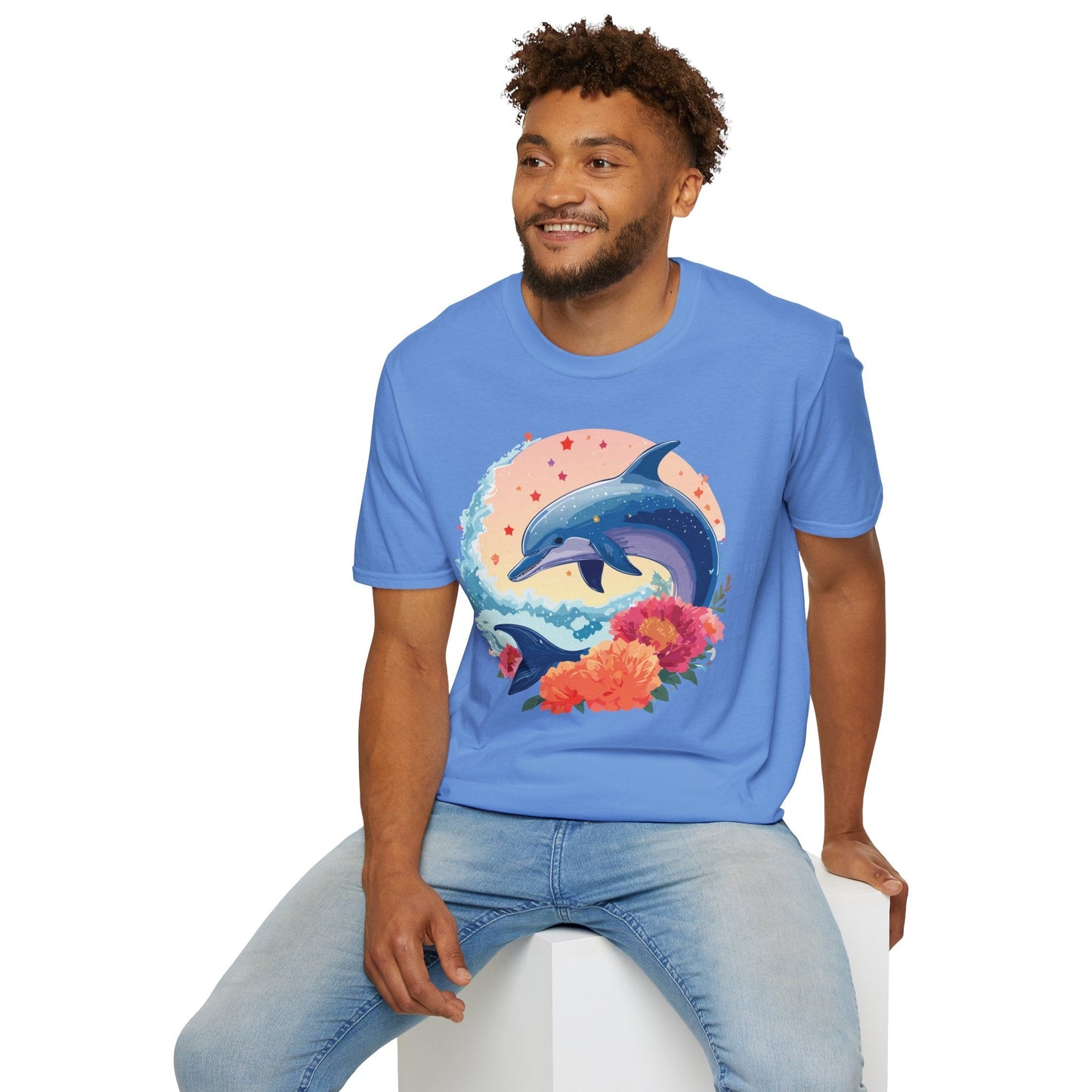 Dolphin Shirts Unisex Tee 100 Percent Ring Spun Cotton Gildan Softstyle 64000 For Everyday Comfort