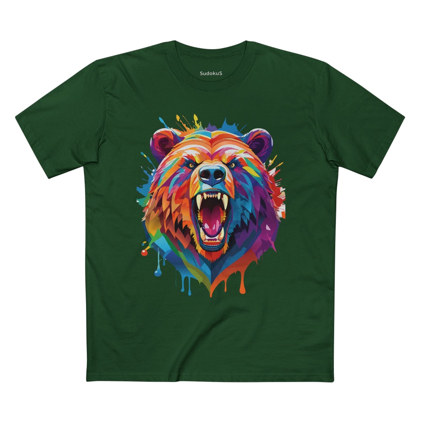 Bear Graphic Unisex 100 Cotton Staple Tee with Animal Design Artwork 13