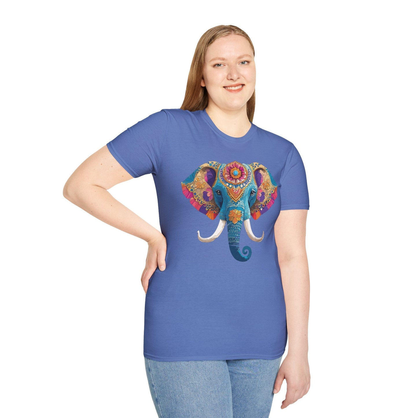 Unisex Elephant Graphic Tee Gildan Softstyle Cotton T Shirt Animal Print Comfortable Wear