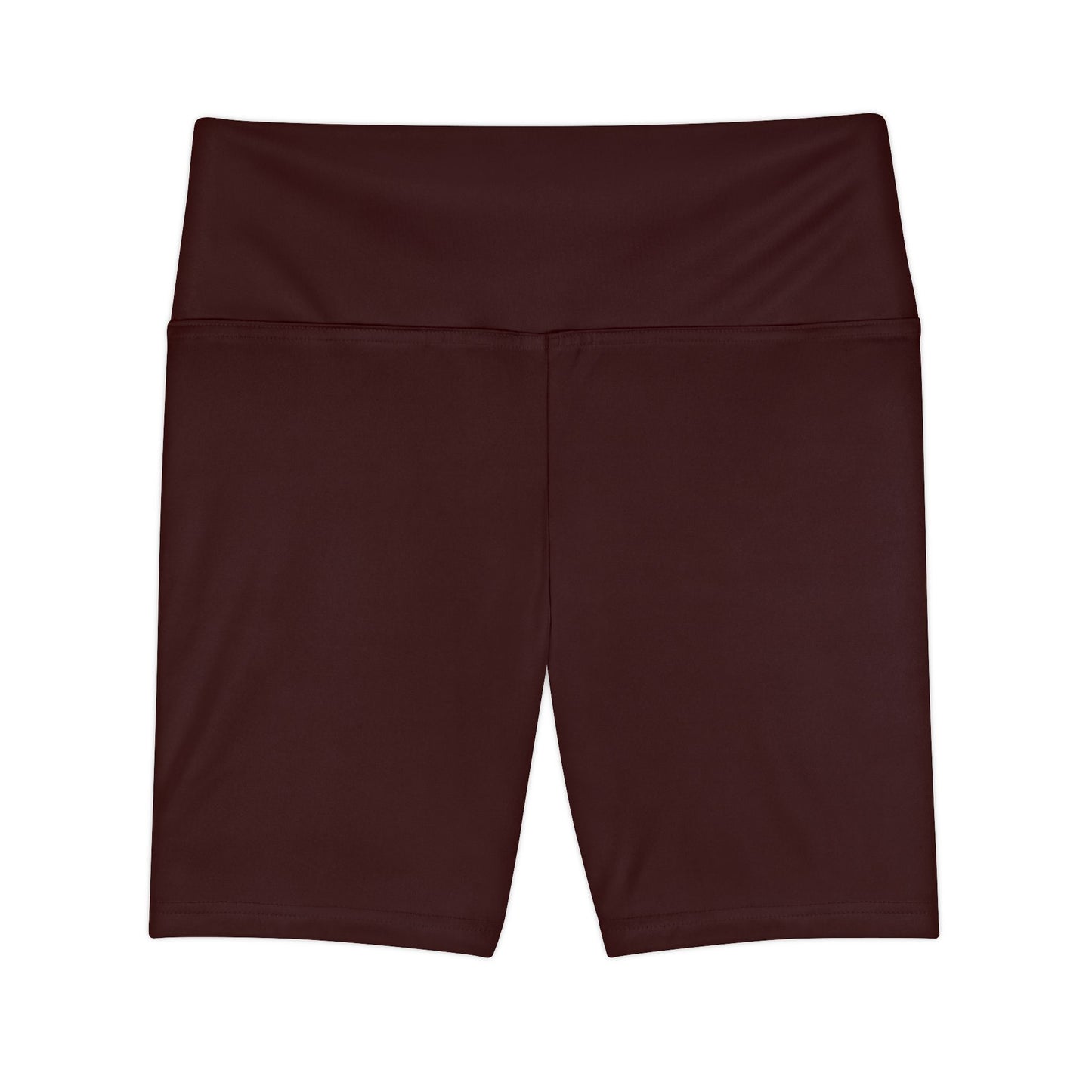 Rich Mahogany High-Waist Women's Workout Shorts — Comfortable Maroon Active Bike Shorts