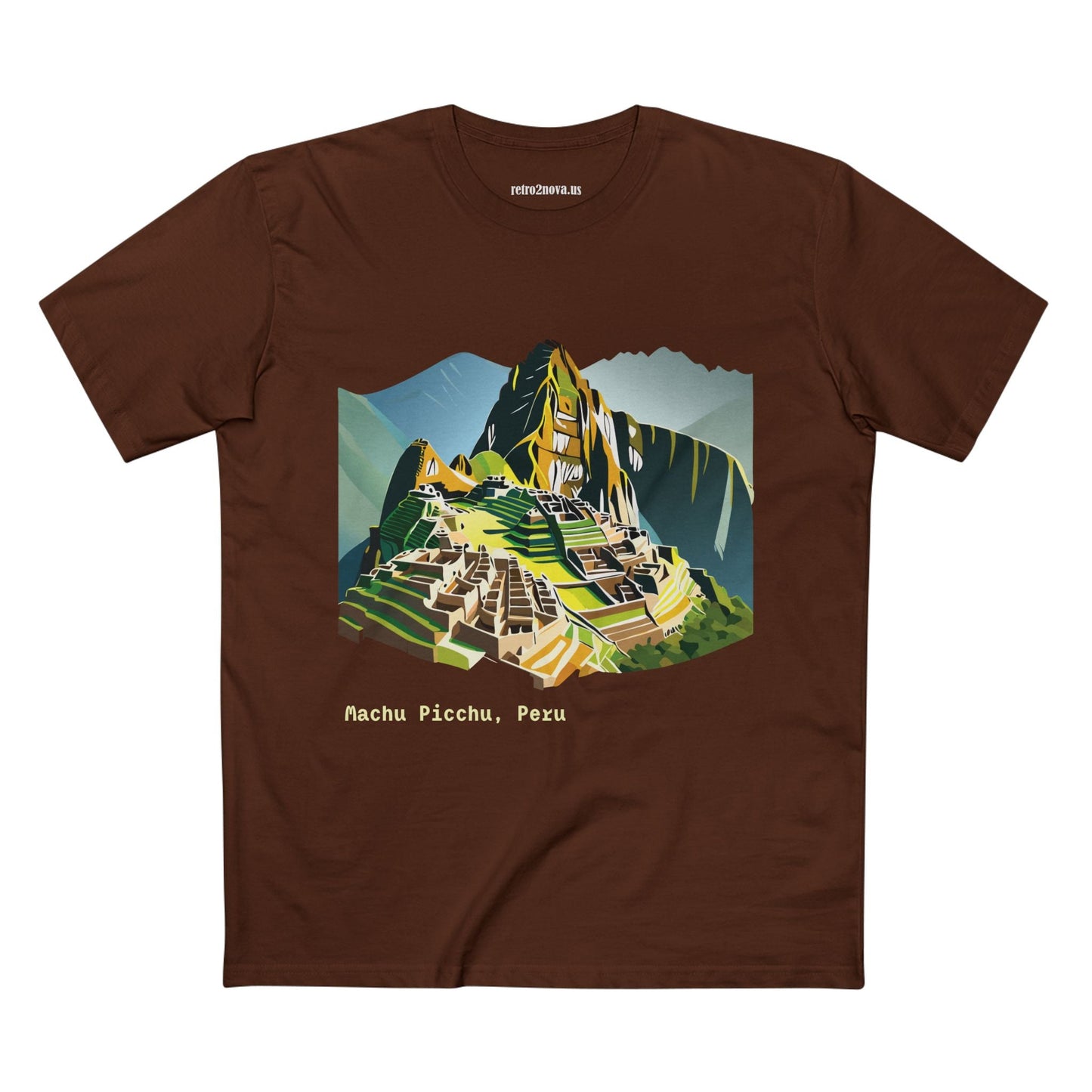 Retro2Nova Machu Picchu Travel Shirt Unisex Art Tee Premium Cotton Staple Tee With Original Design