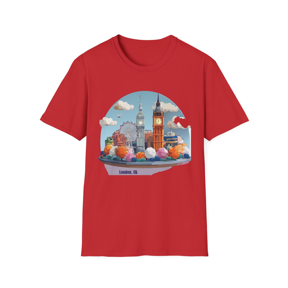 London Skyline illustration T-Shirt | Big Ben, London Eye, cityscape