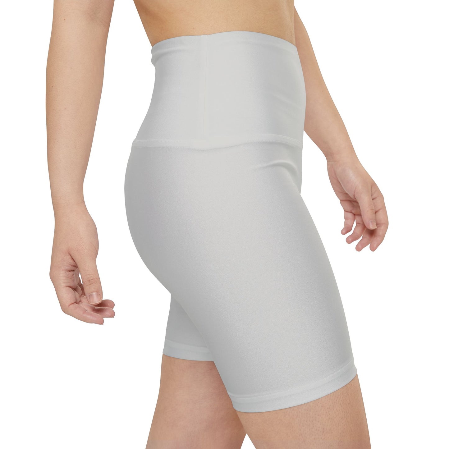 Dust Grey Women's High-Waist Workout Shorts — Plain AOP Biker Briefs