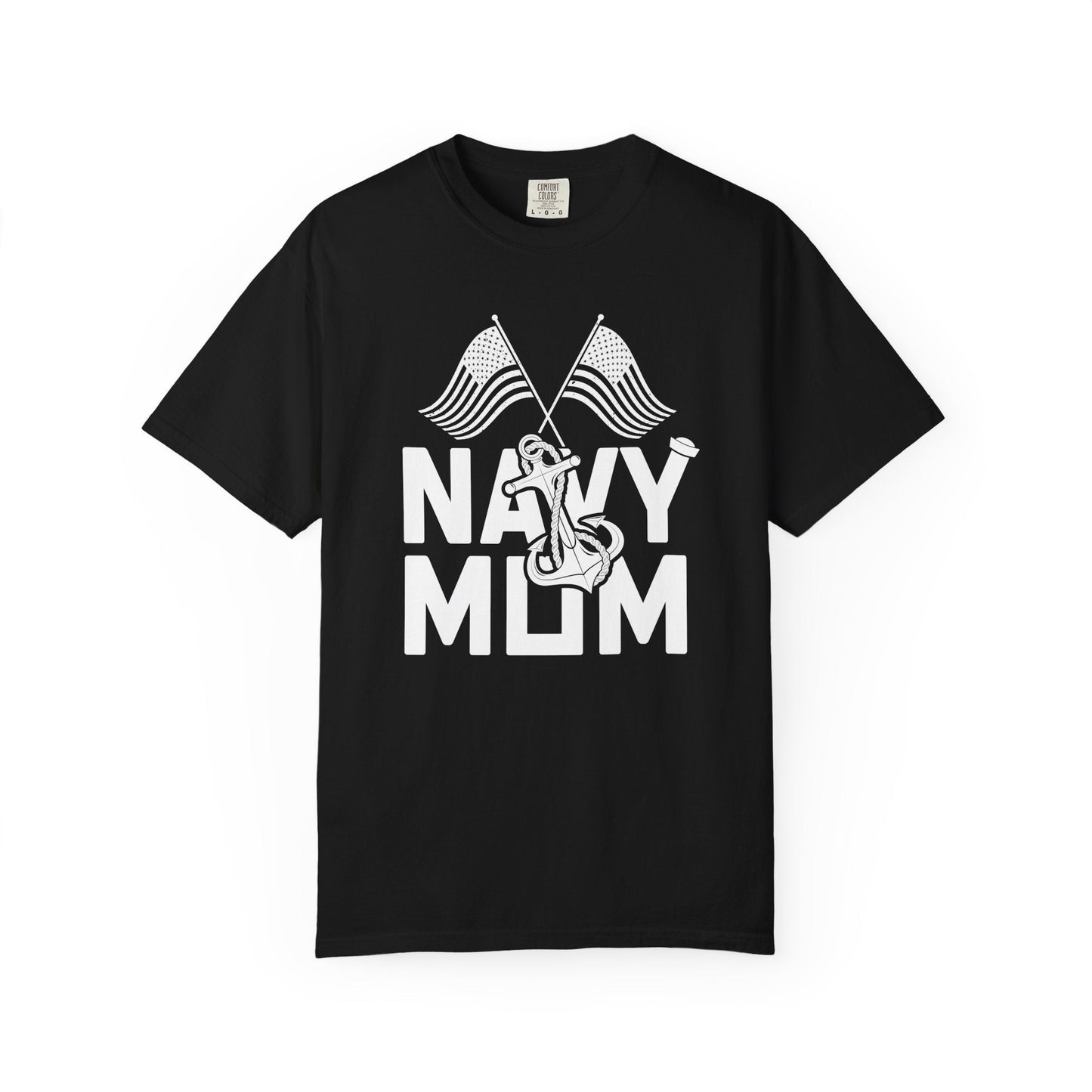 Navy Mom T-shirt Mother's Day Mama Tee Unisex Comfort Colors Garment-Dyed Cotton h20