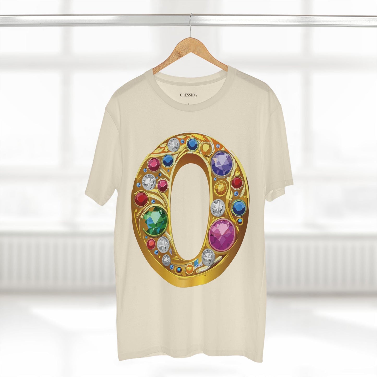 Letter O Graphic Design Tee Unisex 100 Cotton With Antique Gold Letters Artwork T-Shirt