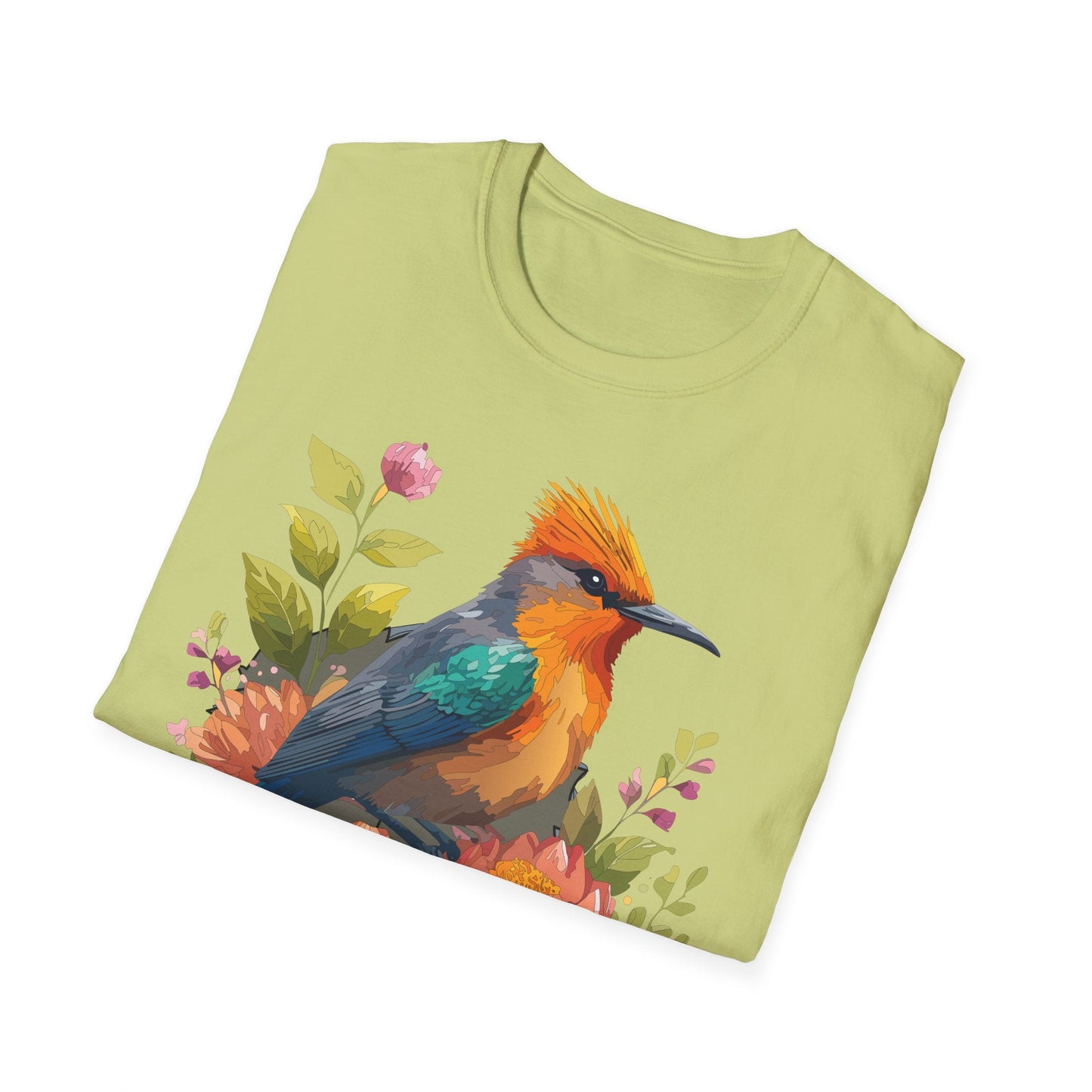 Floral Bird T Shirt For Unisex Wear Gildan Softstyle 64000 100 Percent Cotton Tee