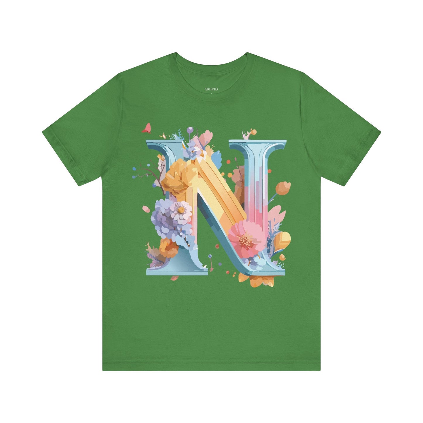 Letter N Shirt Unisex Graphic Tee With Vintage Inspired Artwork By Adelpha Premium Jersey