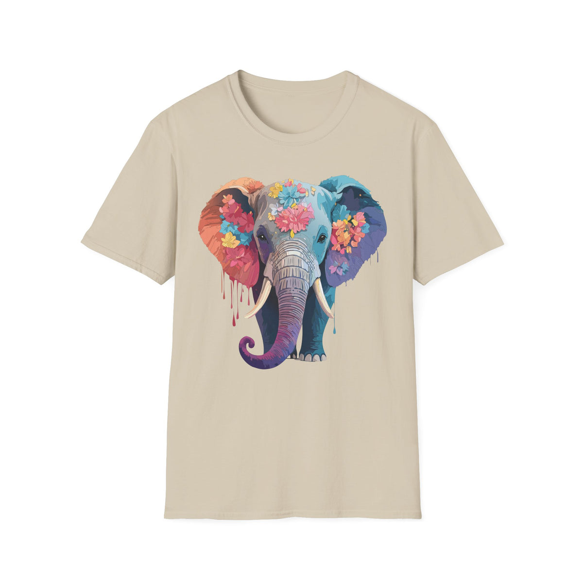 Colorful Floral Elephant T-Shirt | Watercolor Elephant Tee
