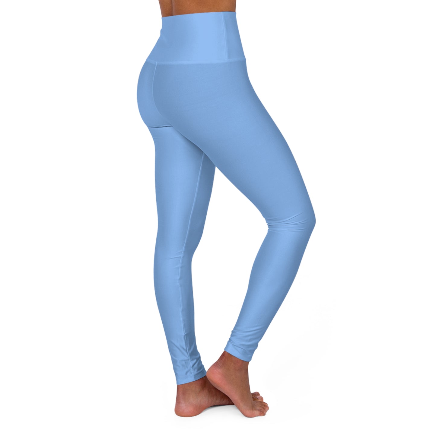 High-Waisted Miranda Blue Yoga Leggings Women's Seamless Poly-Span Stretchy Sky Blue Activewear for Pilates
