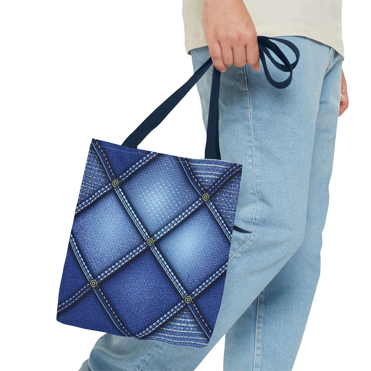 Denim Fabric Imitation Print Unisex Canvas Bag Poly Spun 3 Sizes Tote Bag 115