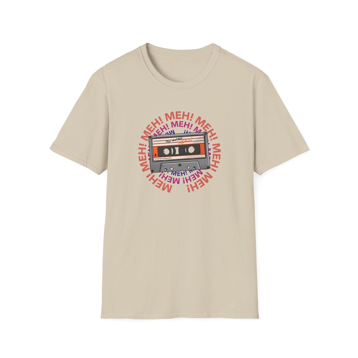 Cassette Tape Meh Graphic T-Shirt Unisex Cotton Retro Funny Music Tee