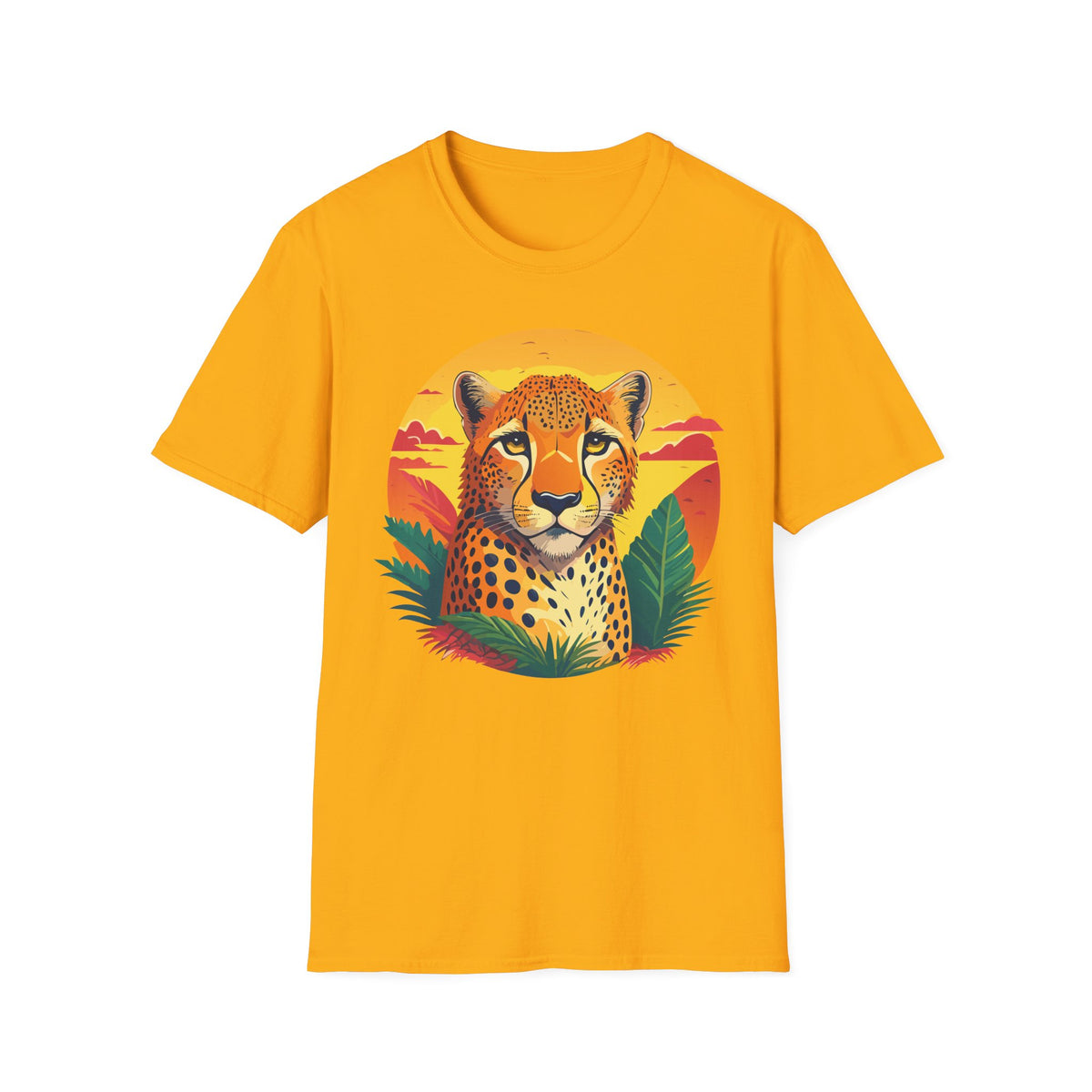 Cheetah Sunset Illustration T-Shirt | Retro Wildlife Tee