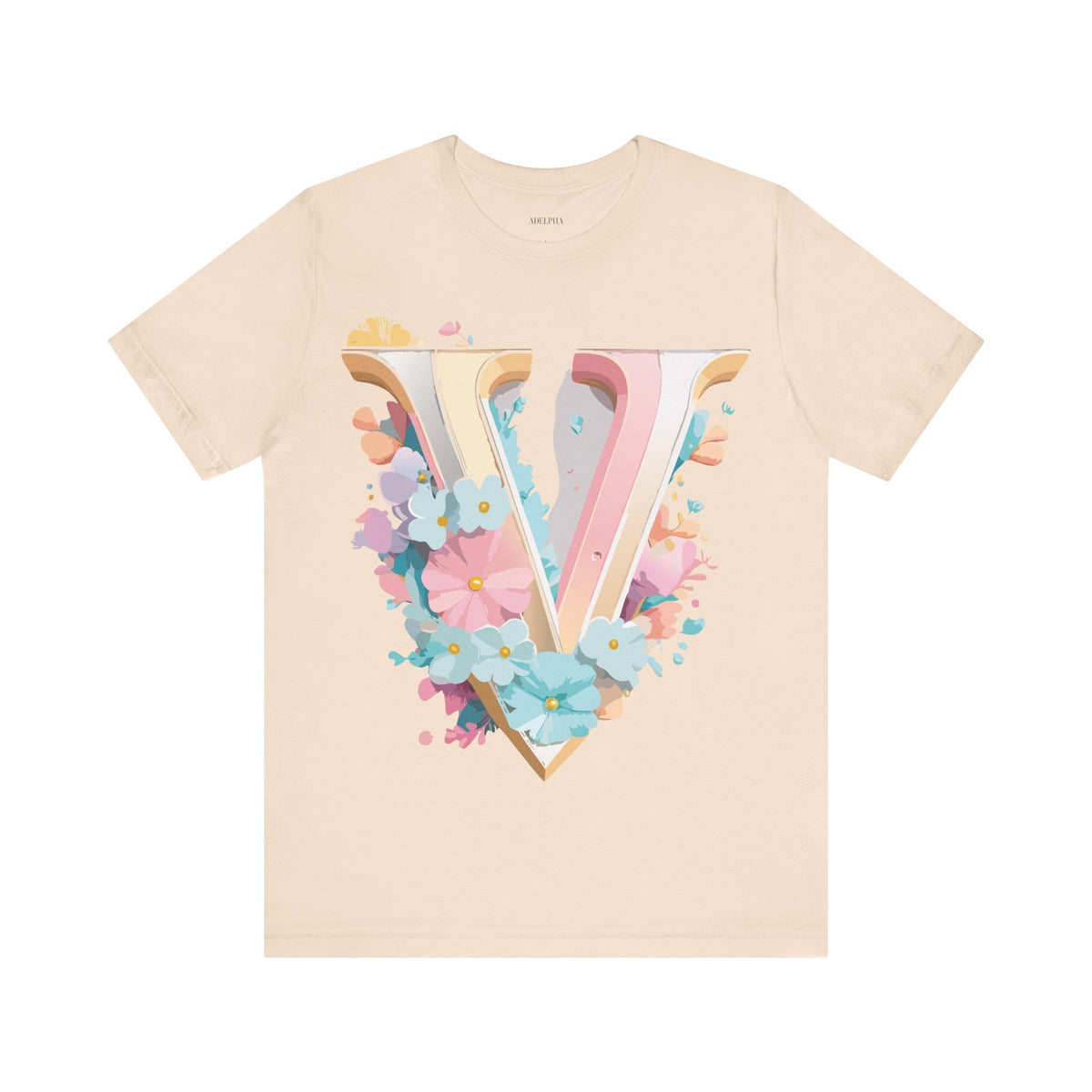 Letter V Graphic Unisex Cotton Bella+Canvas Tee with Art Letter Design