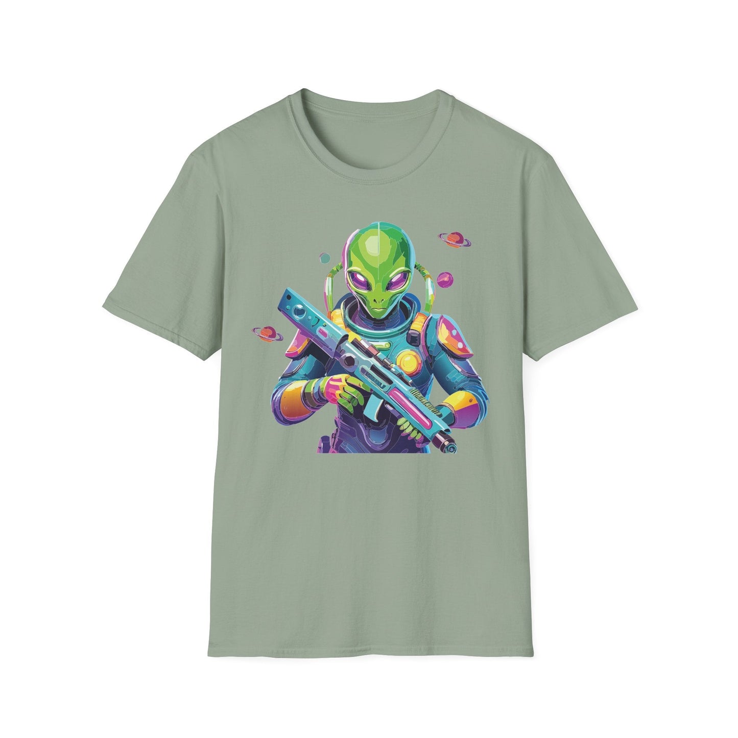 Alien Graphic Unisex Cotton Softstyle UFO Artwork Tee 8