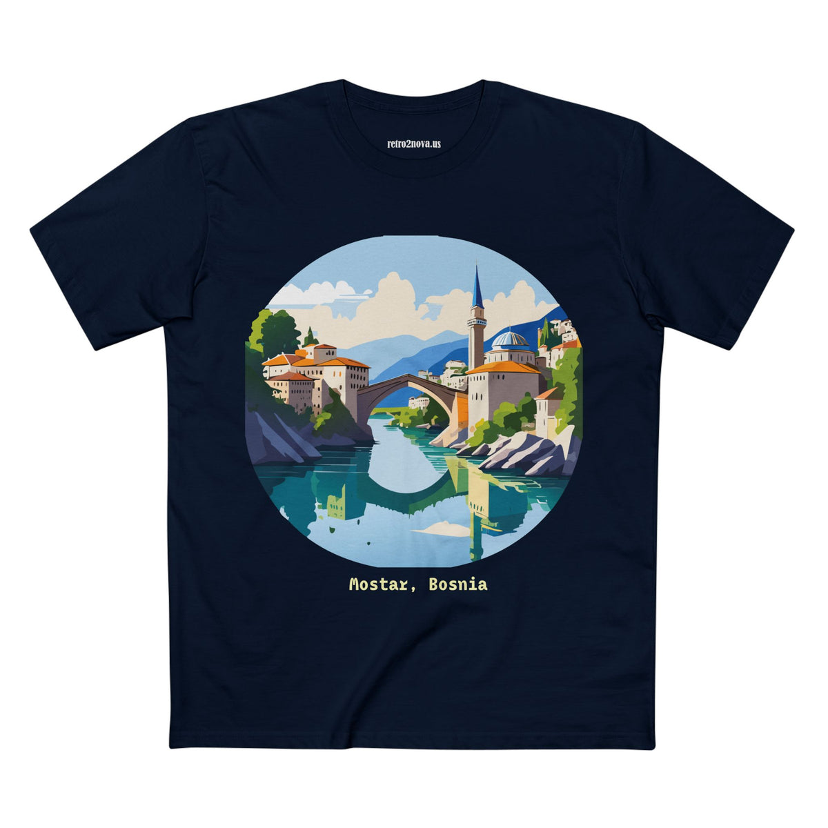 Mostar Bosnia illustration tee | Stari Most bridge t-shirt