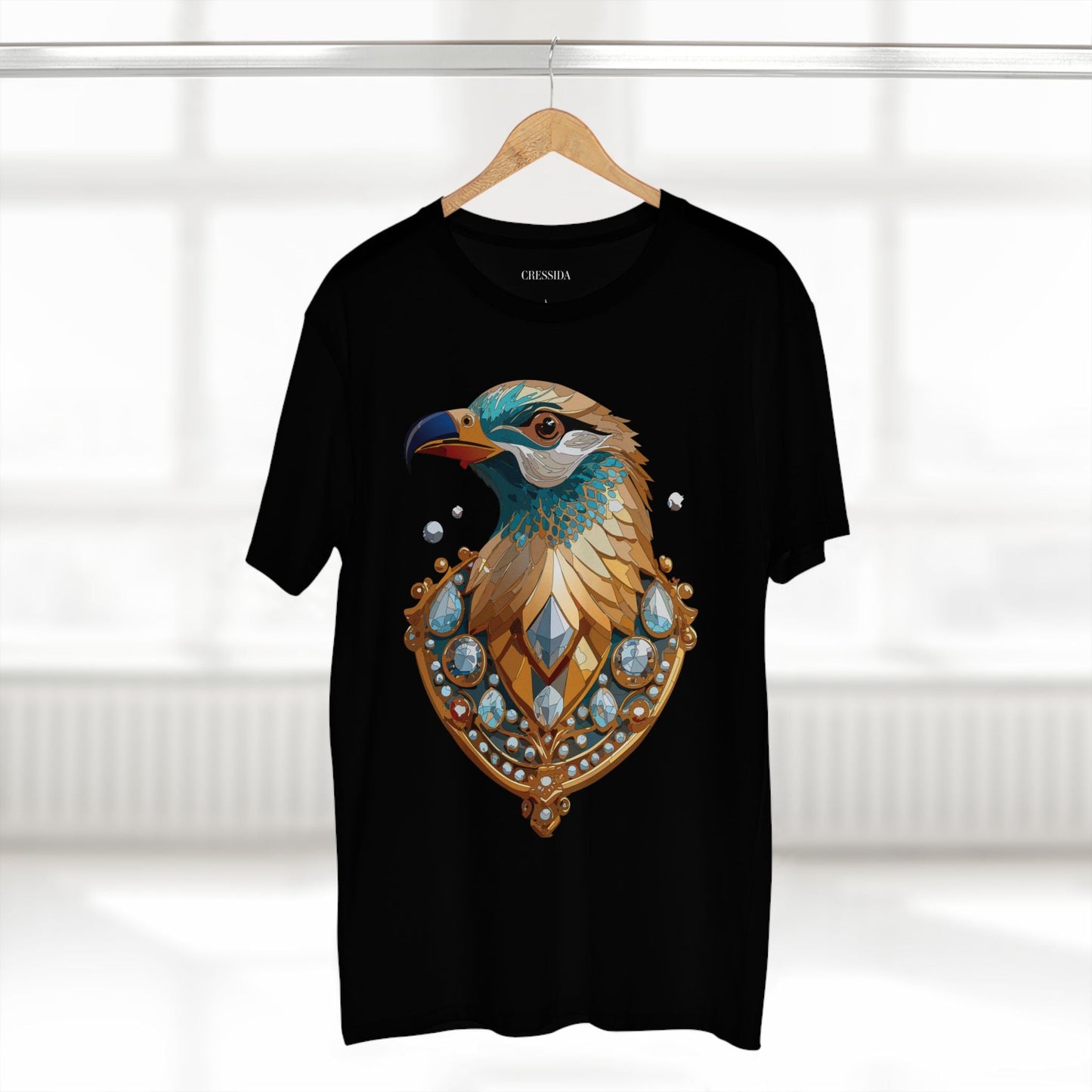 Bird Graphic Unisex 100 Cotton Tee With Unique Animal Golden Medallion Art Design 21