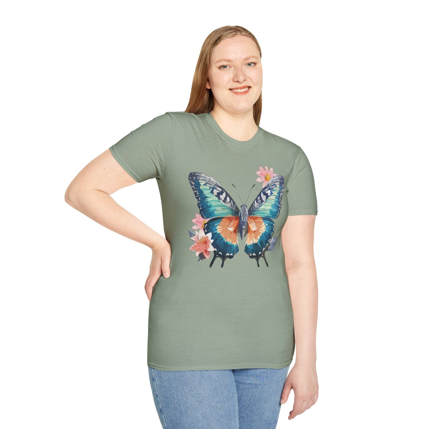 Butterfly T Shirt Unisex Cotton Tee Monarch Butterfly Design Softstyle 64000 Gildan Brand Quality