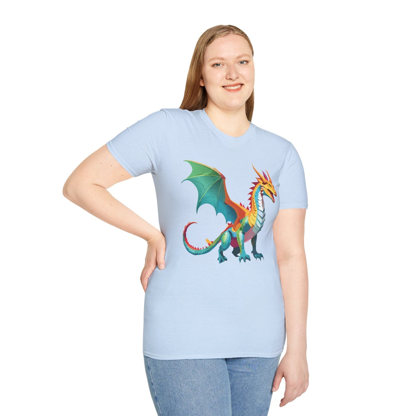Dragon Graphic Unisex Cotton Softstyle Art Design Tee With Animals 8