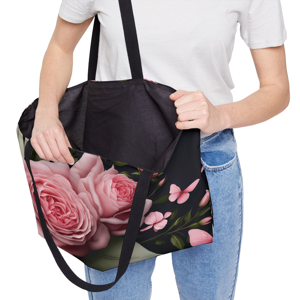 Floral Print Poly Canvas Weekender Bag 8