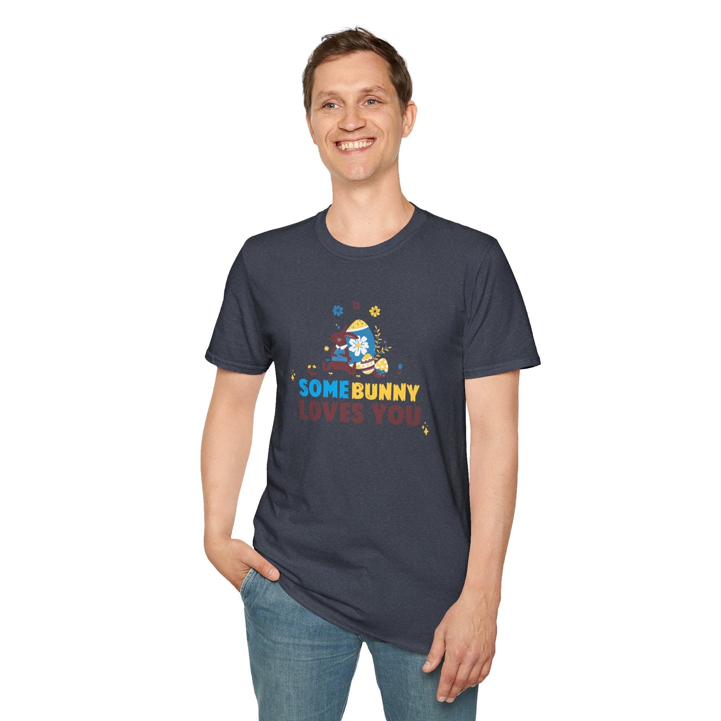 Easter Bunny T Shirt Unisex Gildan Softstyle 64000 Art Design With Easter Prints