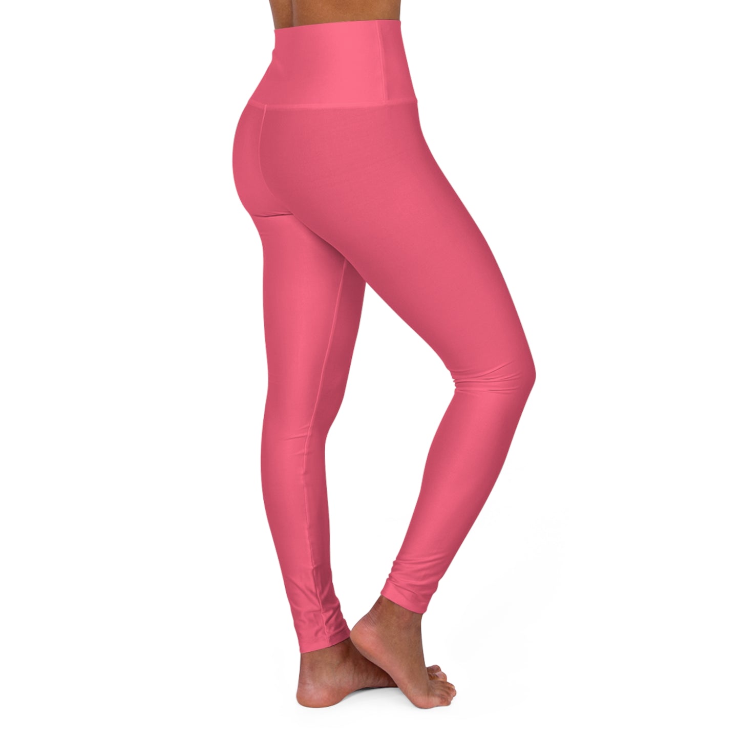 Mid Coral Color High-Waist Yoga Leggings Women's Seamless Poly-Span Stretchy Pants XS-2XL