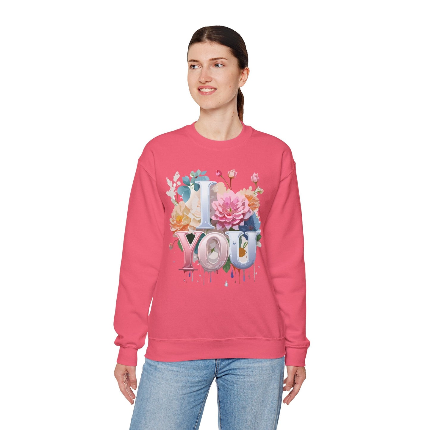 Floral Love Sweatshirt Valentines Day Unisex Crewneck Cozy Flower Design For All Season Wear