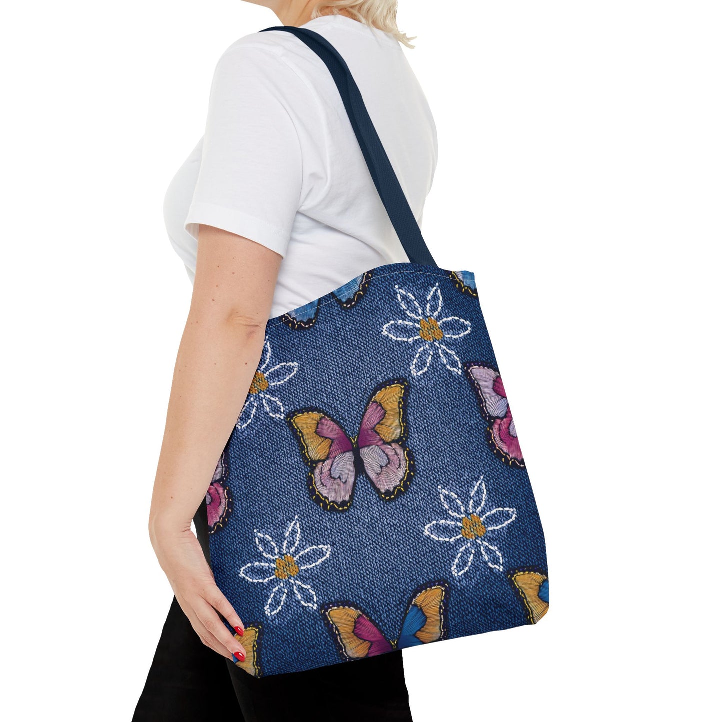 Denim Fabric Imitation Print Unisex Canvas Bag Poly Spun 3 Sizes Tote Bag 178