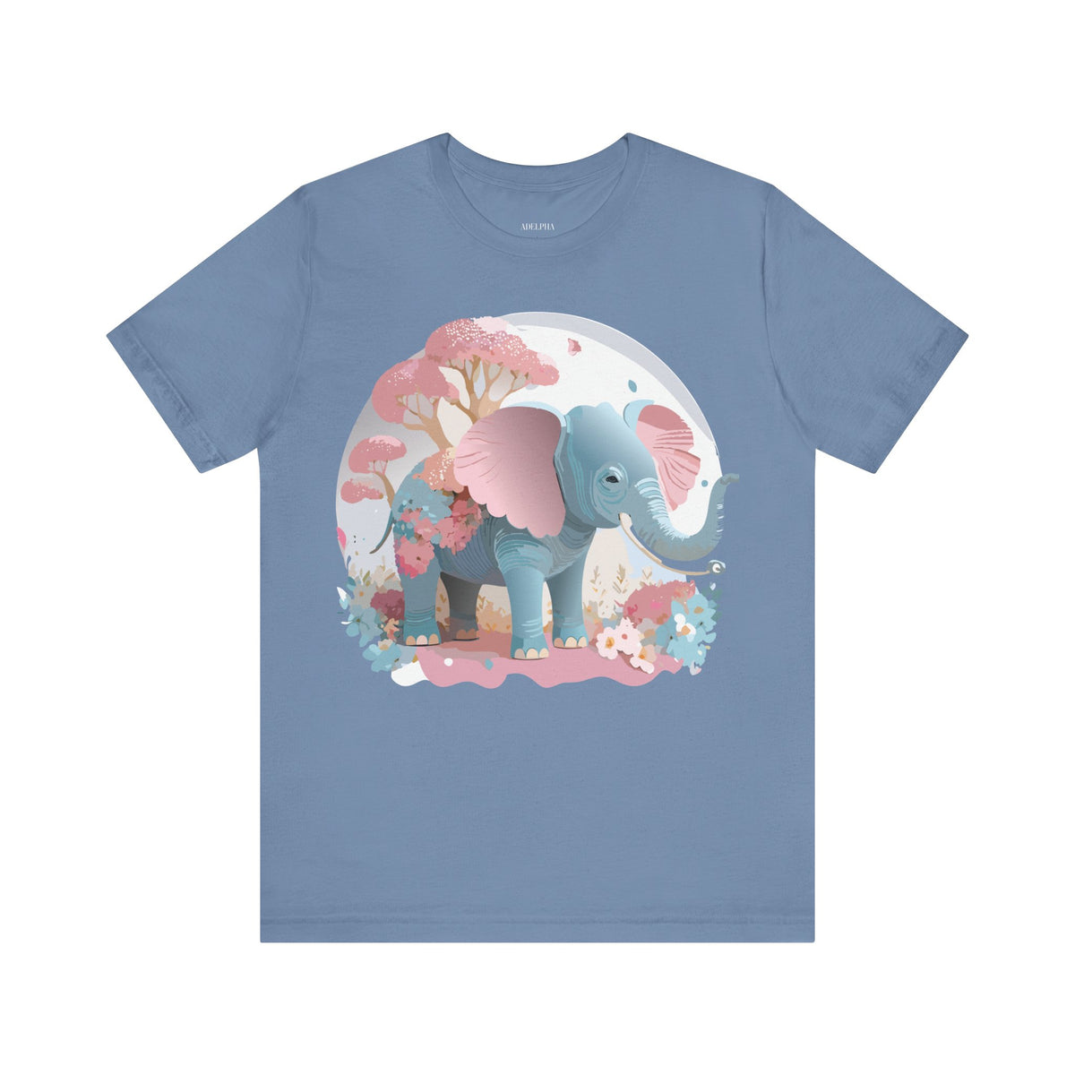 Elephant Graphic Unisex Cotton Bella+Canvas Tee with Art Animal Design e137