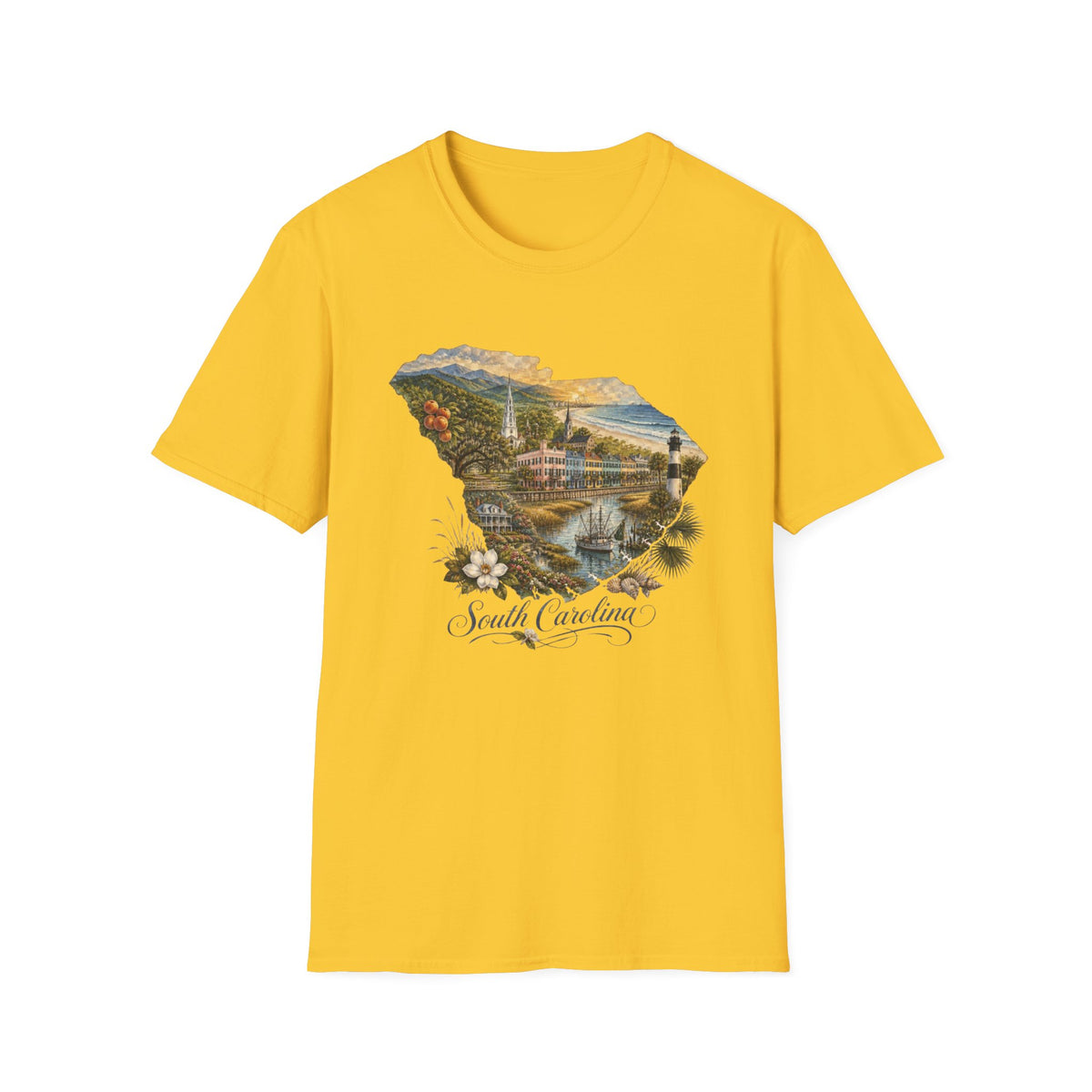 South Carolina State Travel Tourist Graphic Design Unisex 100 Cotton Gildan T-Shirt