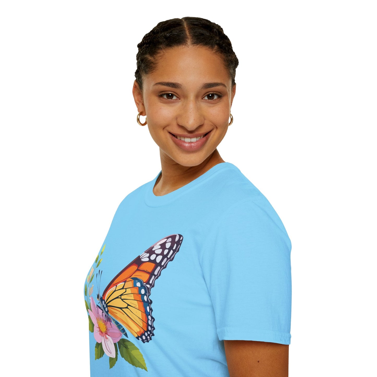 Butterfly T Shirt for Women and Men Monarch Print Softstyle Unisex Gildan 64000 Tee