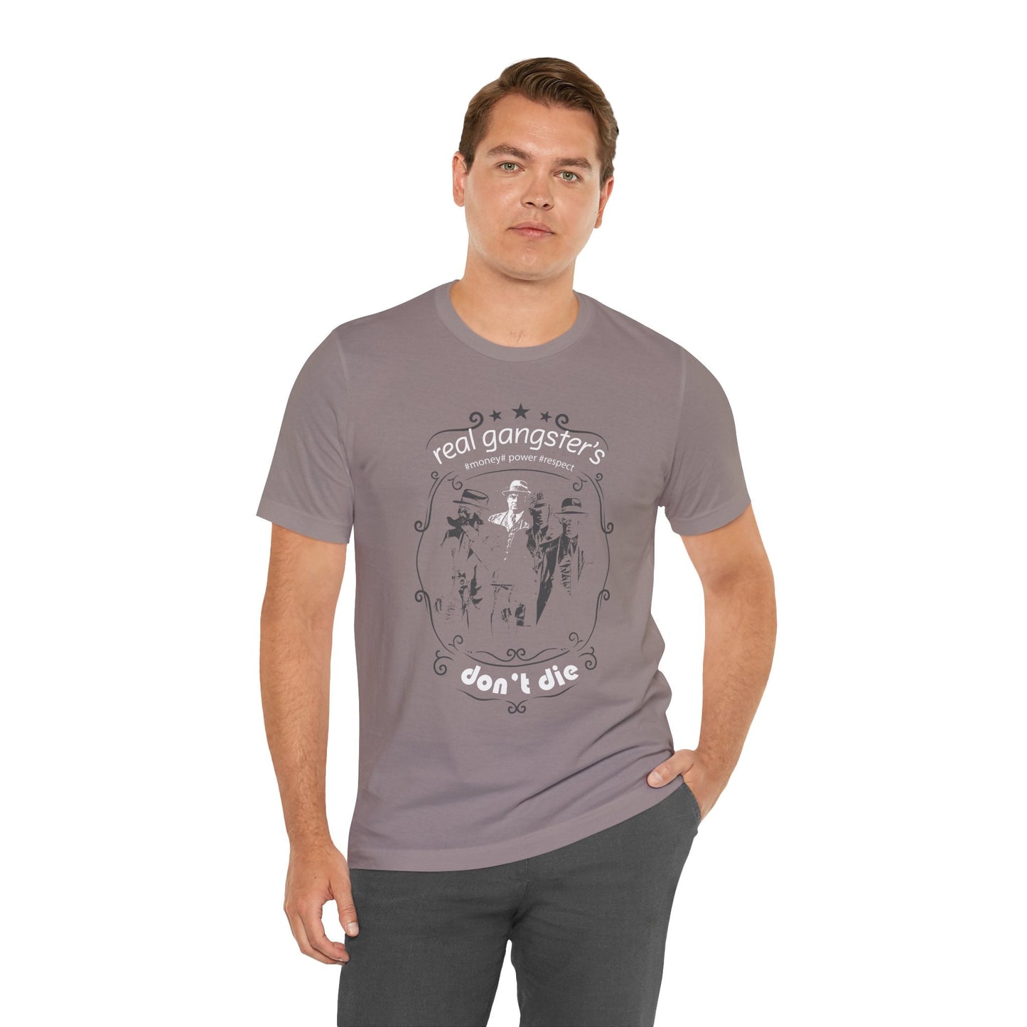 Real Gangsters Don't Die T-Shirt Vintage Outlaw Illustration Retro Biker Tee A-3