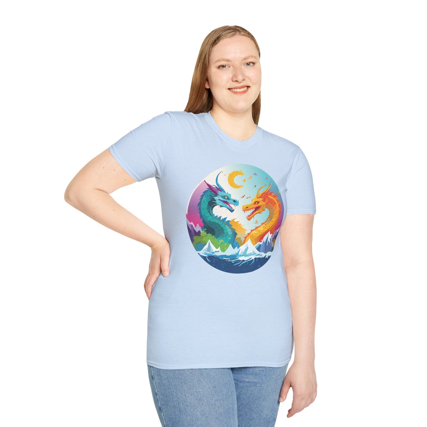 Dragon Graphic Unisex Cotton Softstyle Art Design Tee With Animals 29