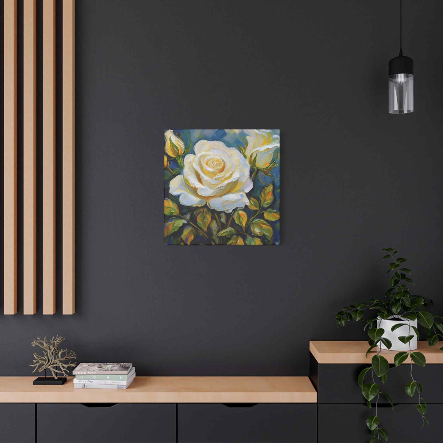 White Roses Print Canvas, Roses Oil Paint Print 20x20, 24x24, 30x30, 32x32, 36x36, Floral Art Design Print Non-Frame MC-21