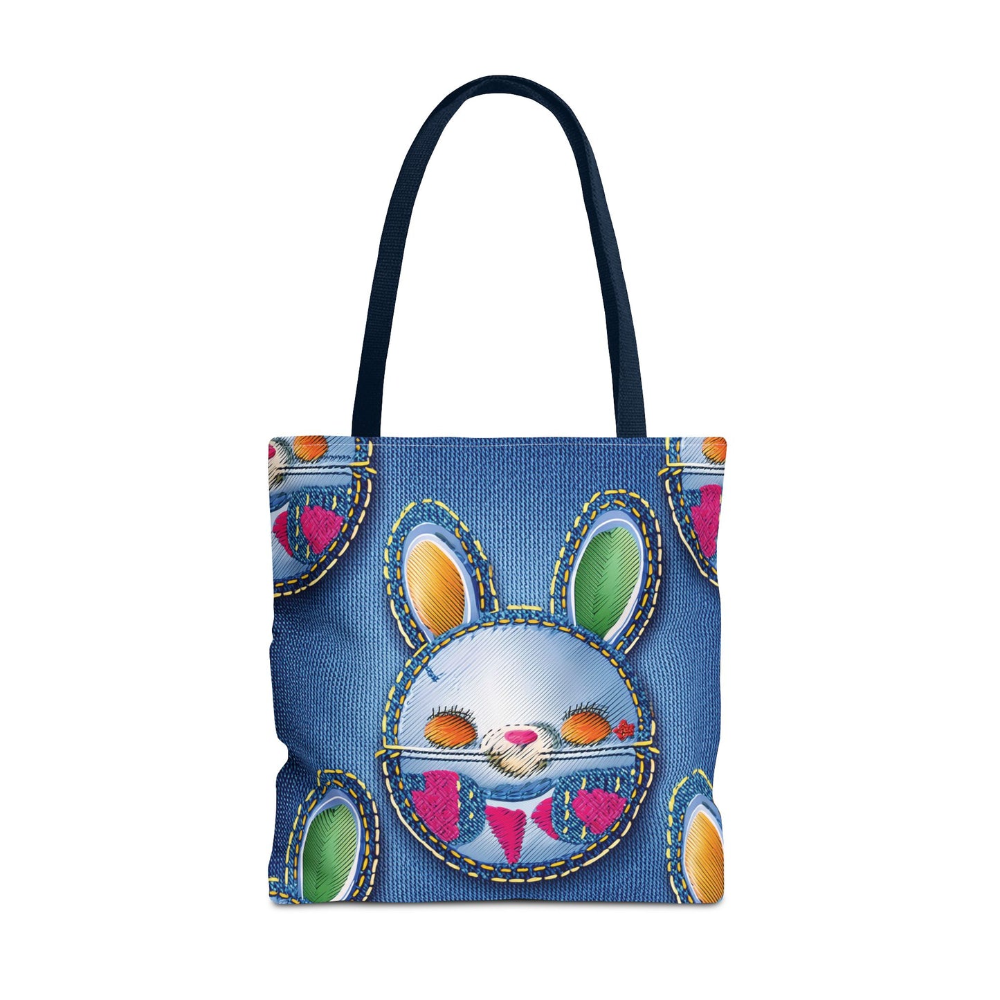 Denim Fabric Imitation Print Unisex Canvas Bag Poly Spun 3 Sizes Tote Bag 192-3