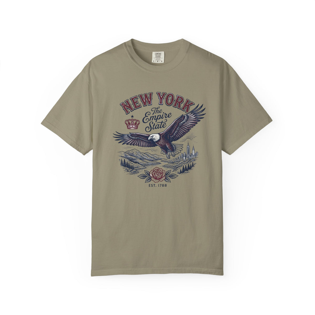 New York Empire State Eagle Vintage Travel Tourist Graphic Gift Tee Unisex 100 Cotton Comfort Colors T-Shirt