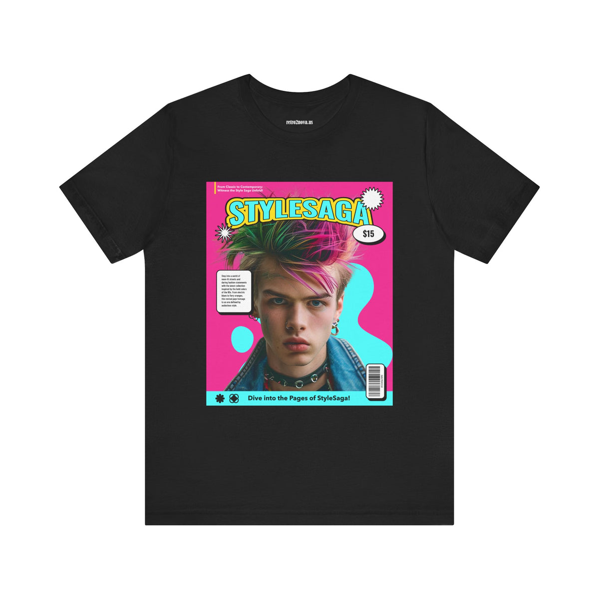 Magazine Cover Graphic Unisex Cotton Bella+Canvas Tee with Retro Poster ab33