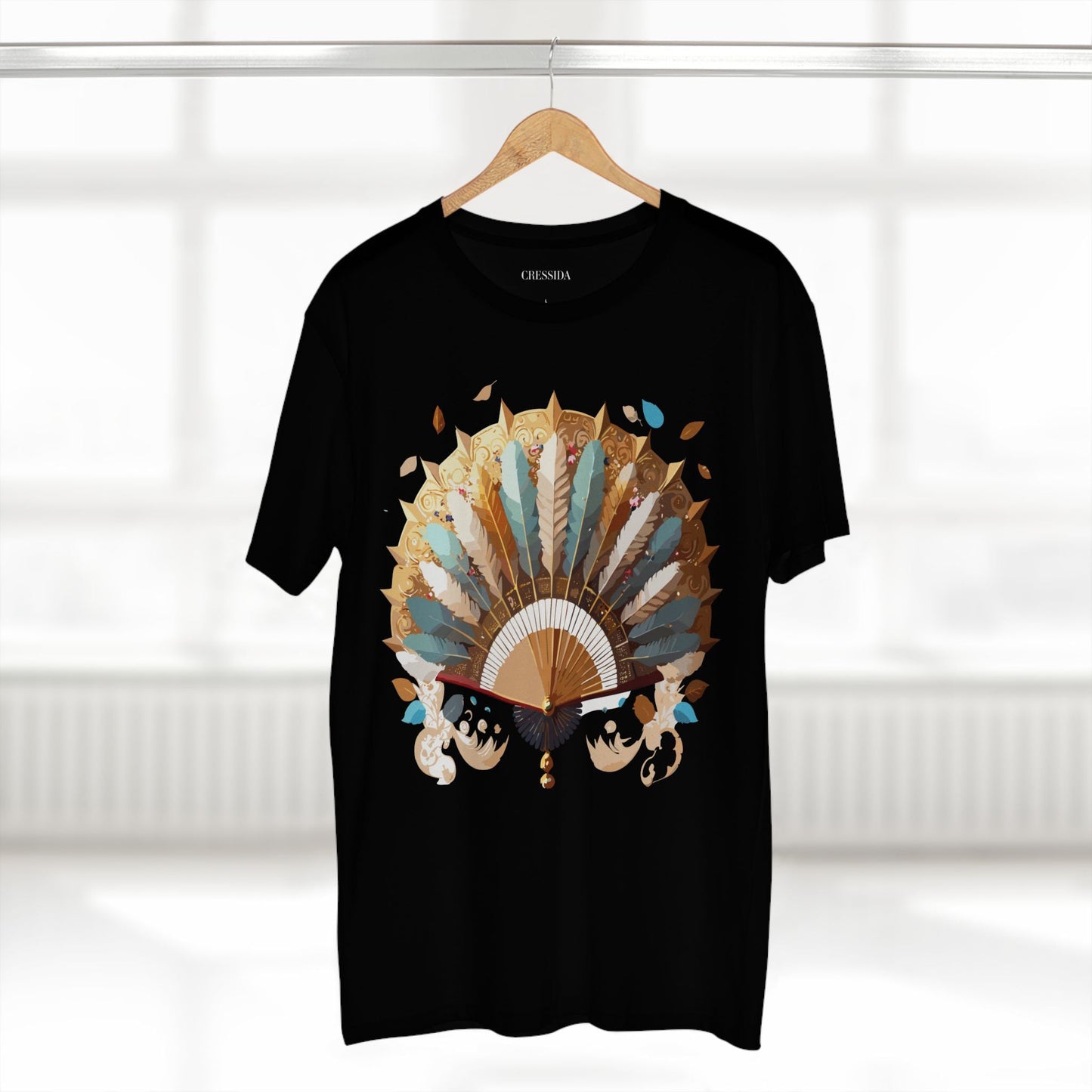 Antique Fan Graphic Design T-Shirt Unisex 100 Cotton Floral Carnival Artwork Tee 7