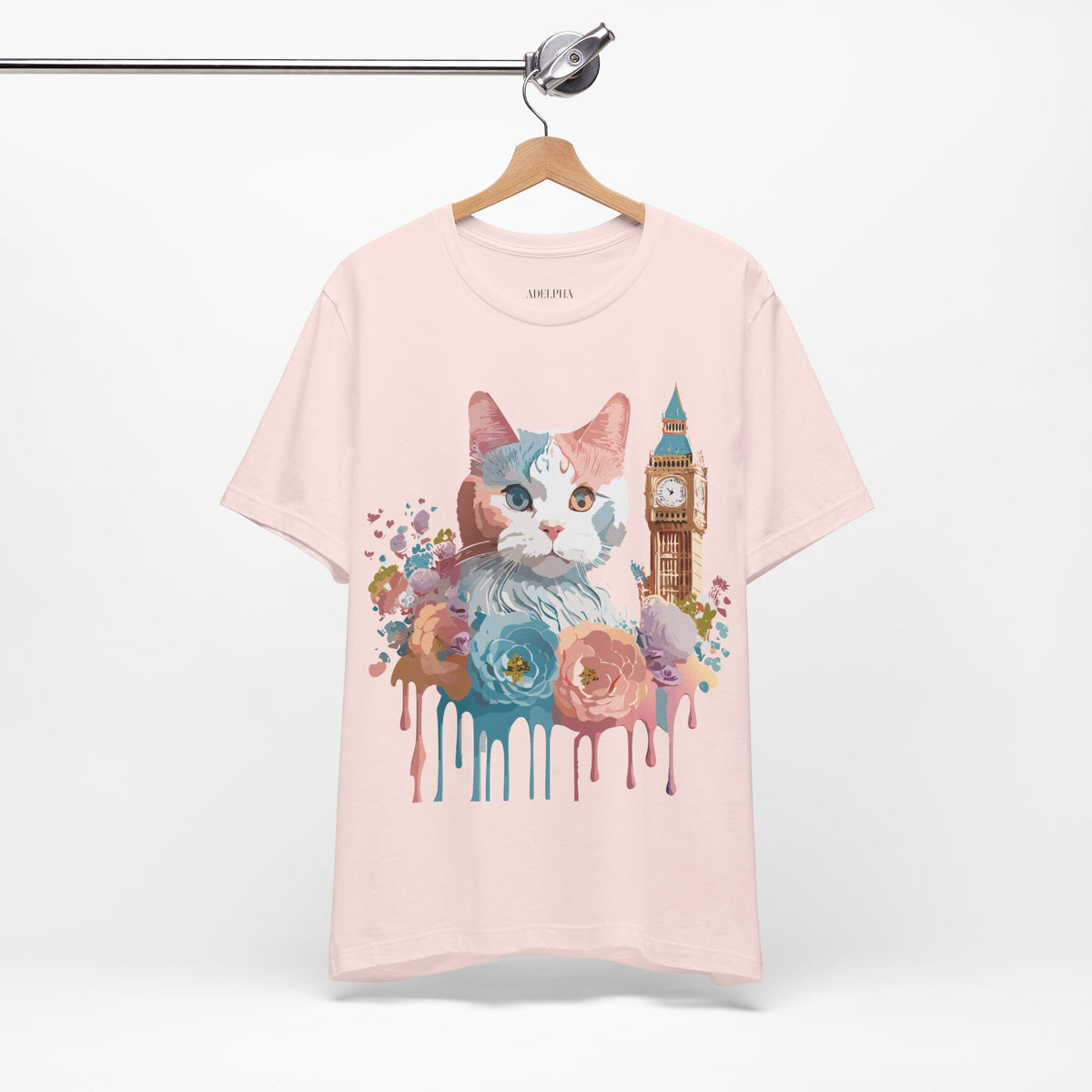 Cat Graphic Unisex Cotton Bella+Canvas Tee with Art Animal Design e112